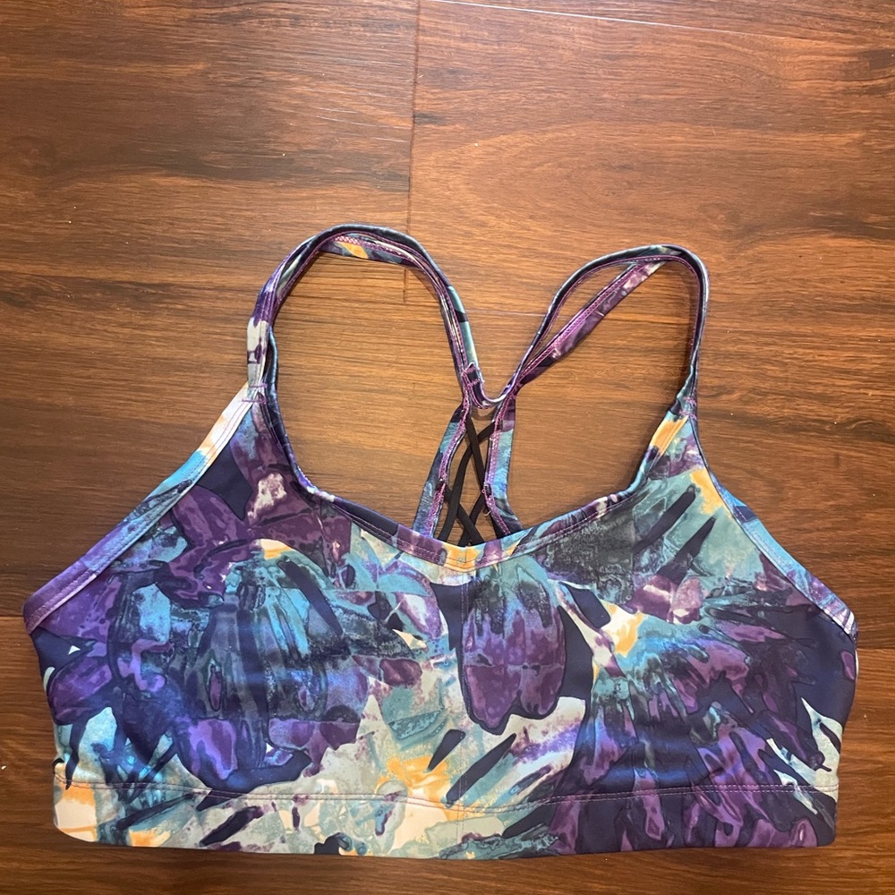 C9 by CHAMPION Size L Aqua RACERBACK Sports Bra Gym WATERCOLOR Women's